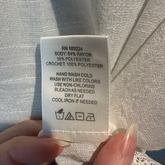 Boho Fairy Fringe Embroidered Indigo Soul White Crochet trim tunic Size Small - Picture 5 of 7